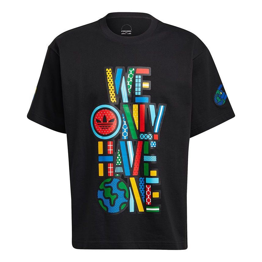 adidas originals Artist Tee Ss Colours Letter Printing Causual Sports Male Black HA4692