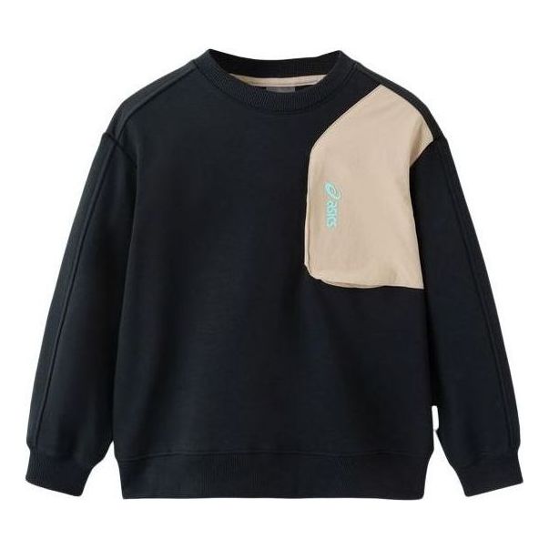 (GS) ASICS Color Block Sweater 'Black Beige' 331241215024