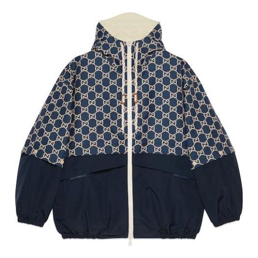 Gucci GG Ripstop Fabric Zip Jacket 'Blue Ivory' 742811-Z8BJG-4384