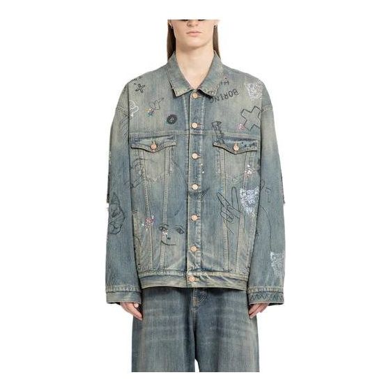 Balenciaga Graffiti Denim Jacket 'Light Blue' 721708TOW664036