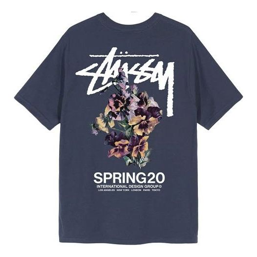 Stussy SS20 BOUQUET TEE Short Sleeve t Unisex Navy Blue 1904565NAVY