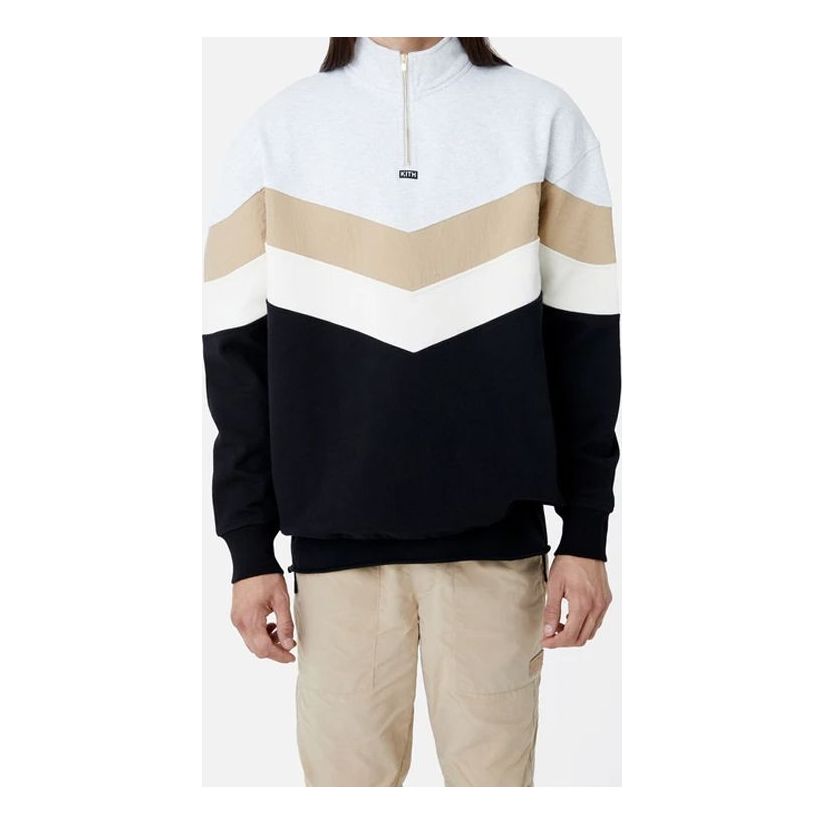 KITH Track Line Quarter-Zip Pullover Colorblock Black KH2400-100