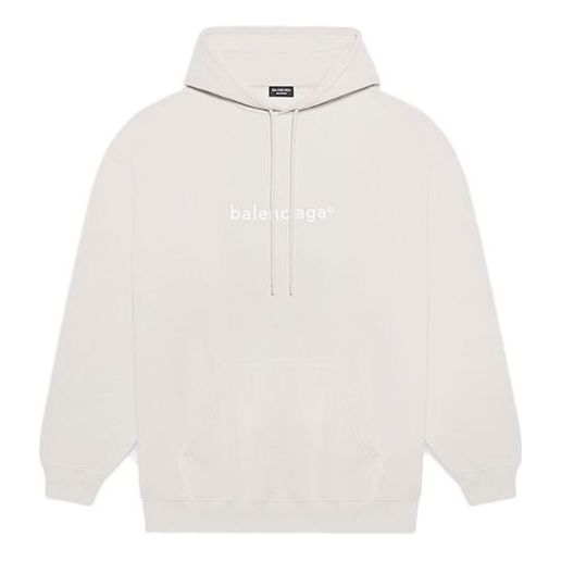 Men's Balenciaga FW21 Logo Alphabet Printing hooded Long Sleeves Creamy White 570811TIV552970