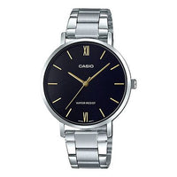 CASIO Waterproof Quartz Silver/Black Dial Black Analog LTP-VT01D-1B