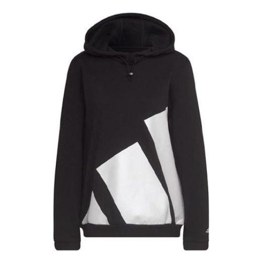 (WMNS) adidas Colorblock Large Logo Sports Hoodie 'Black' HI1024