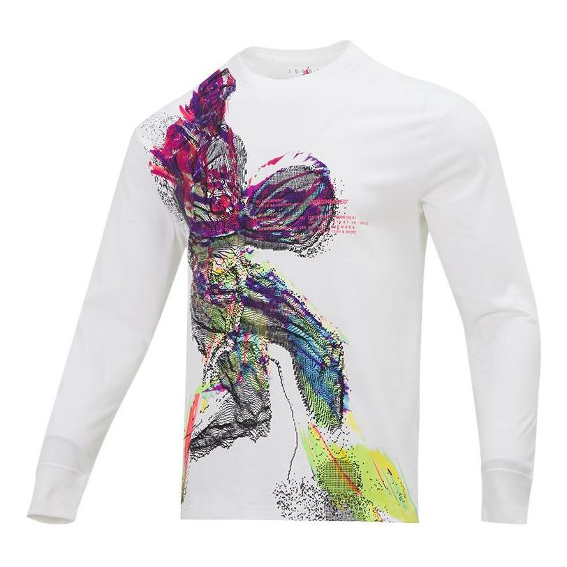 Men's Jordan Athleisure Casual Sports Breathable Printing Long Sleeves White T-Shirt DH8907-100
