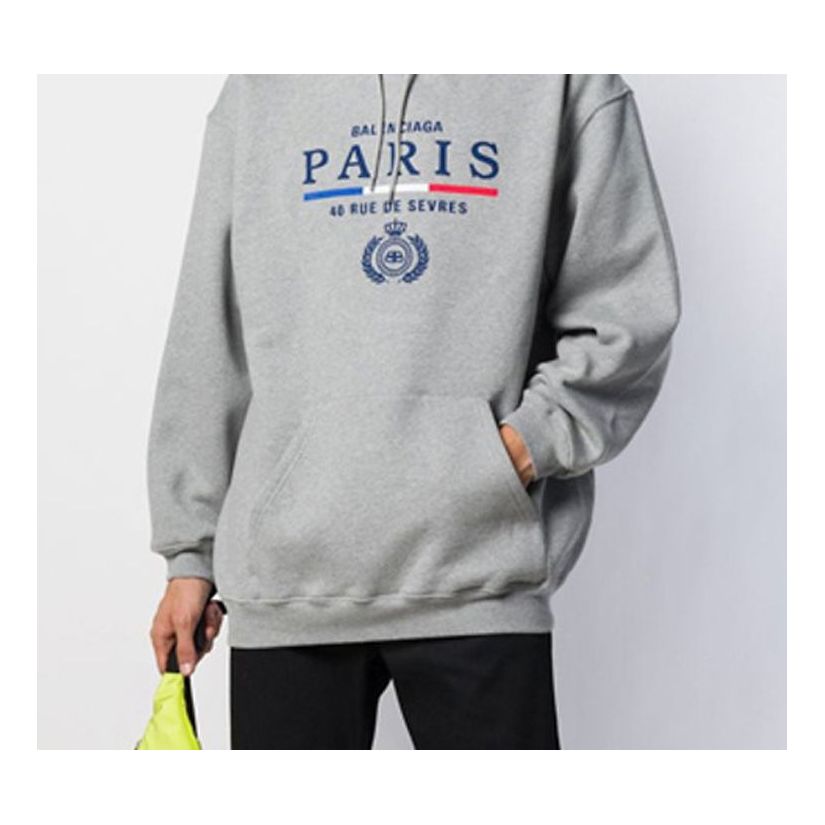 Men's Balenciaga Chest Logo Crown Gray 570811TGV681300