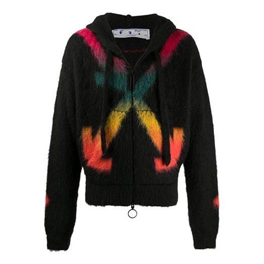 Off-White FW20 Arrows Vein Hooded Sweater Men's Black OMHA073E20KNI0021087