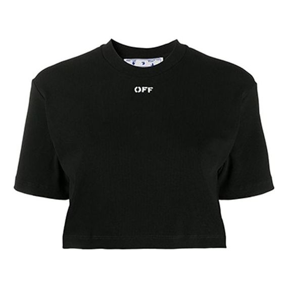 (WMNS) Off-White Logo Print Cropped Short Sleeve OWAA081E20JER0021001