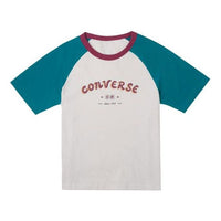 (WMNS) Converse Logo Baseball T-Shirt 'White Blue' 10026176-A02
