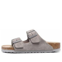 Birkenstock Arizona Soft Footbed Suede Leather Narrow Fit Sandals 'Stone Coin' 1020557