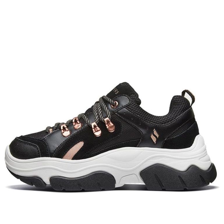 (WMNS) Skechers Black Jack Sports Shoes Black/White/Gold 74238-BKRG
