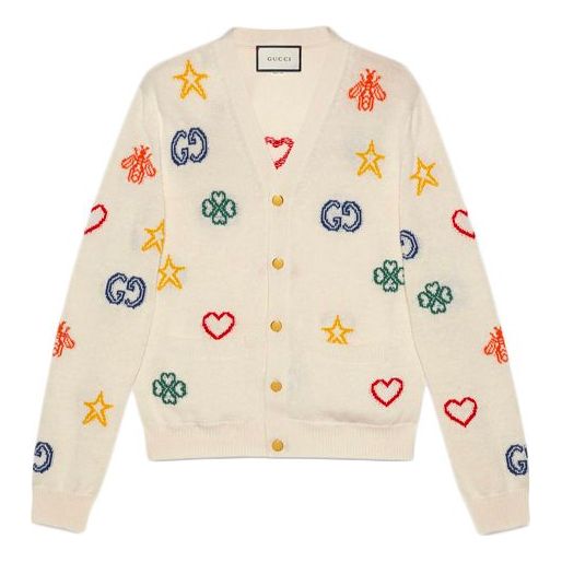 Gucci Love Jacquard Cardigan Creamy White 626642-XKBGE-9750