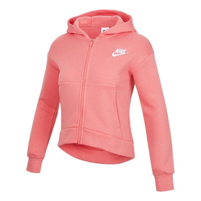 جاكيت Nike سادة اللون بشعار مطرز بسحاب للأولاد والبنات (GS) - وردي DC7118-603