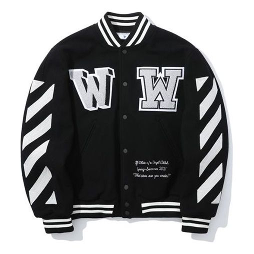 Off-White SS21 Alphabet Printing Long Sleeves Jacket Black OMEA267R21FAB0011001