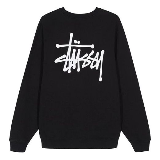 Men's Stussy Basic Back Large logo Round Neck Black 1914464BLAC