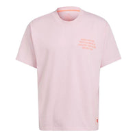 adidas originals Alphabet Printing Round Neck Pullover Short Sleeve Pink T-Shirt HI6014