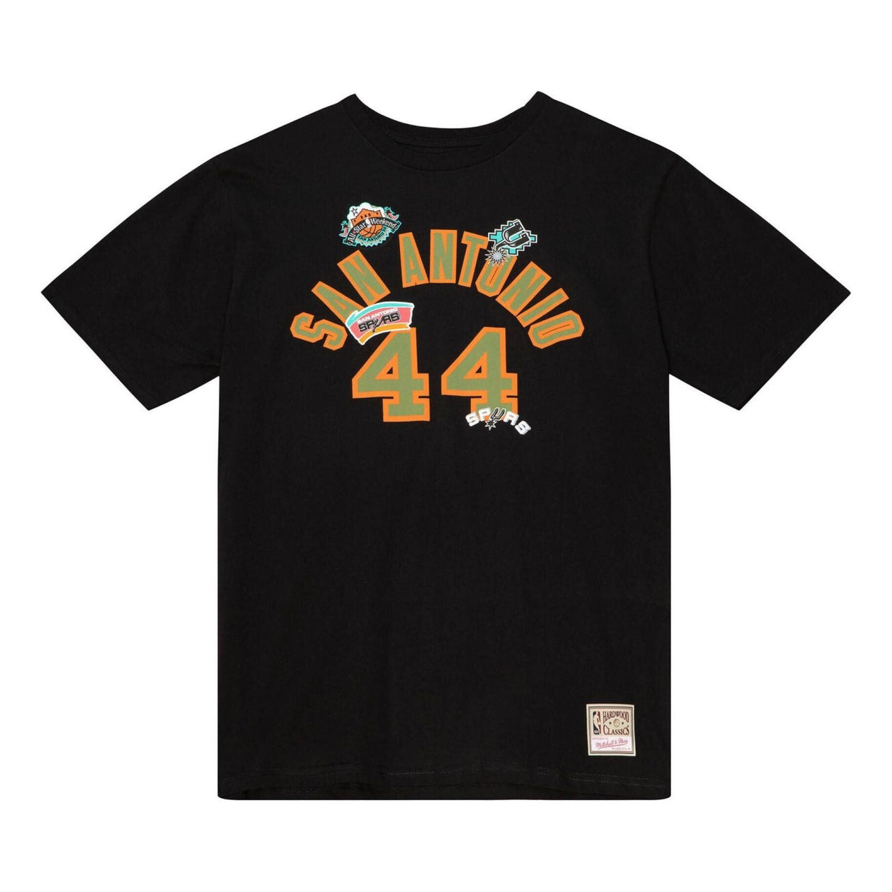 Mitchell & Ness x NBA San Antonio Spurs Script T-shirt 'George Gervin 44' BNN3DP22083-SASBLCKGGE