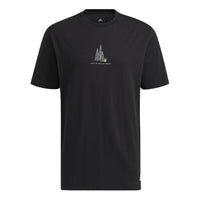 Men's adidas Camping Graphic Short Sleeve Tee Pattern Round Neck Black T-Shirt HI3037