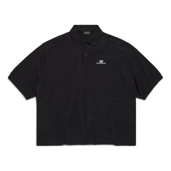 Balenciaga Bb Classic Polo Shirt Oversized 'Black' 791001TQVM71000