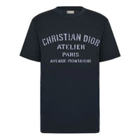 Men's DIOR Knit Round Neck Short Sleeve Navy Blue 043J615A0589-C589