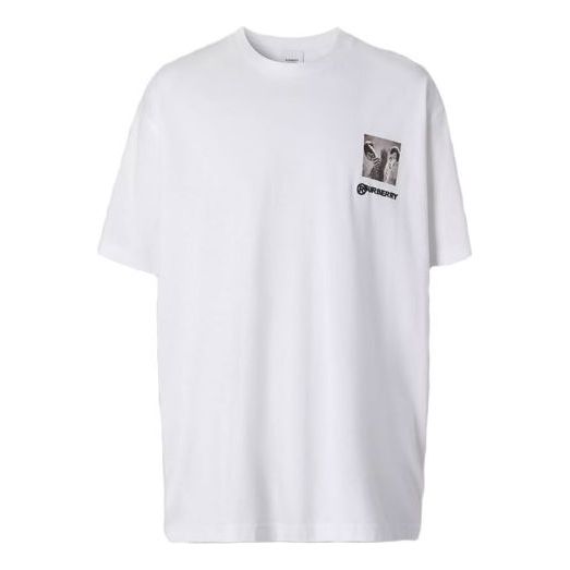 Men's Burberry Chest Printing Cotton Short Sleeve White 45637961