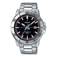 CASIO Stainless Steel Strap Quartz Waterproof Mens SilverBlack Analog MTP-VD01D-1E2V