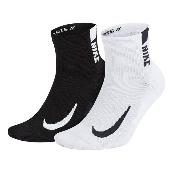 Nike Multiplier Running Ankle Socks (2 Pair) White/Black SX7556-906