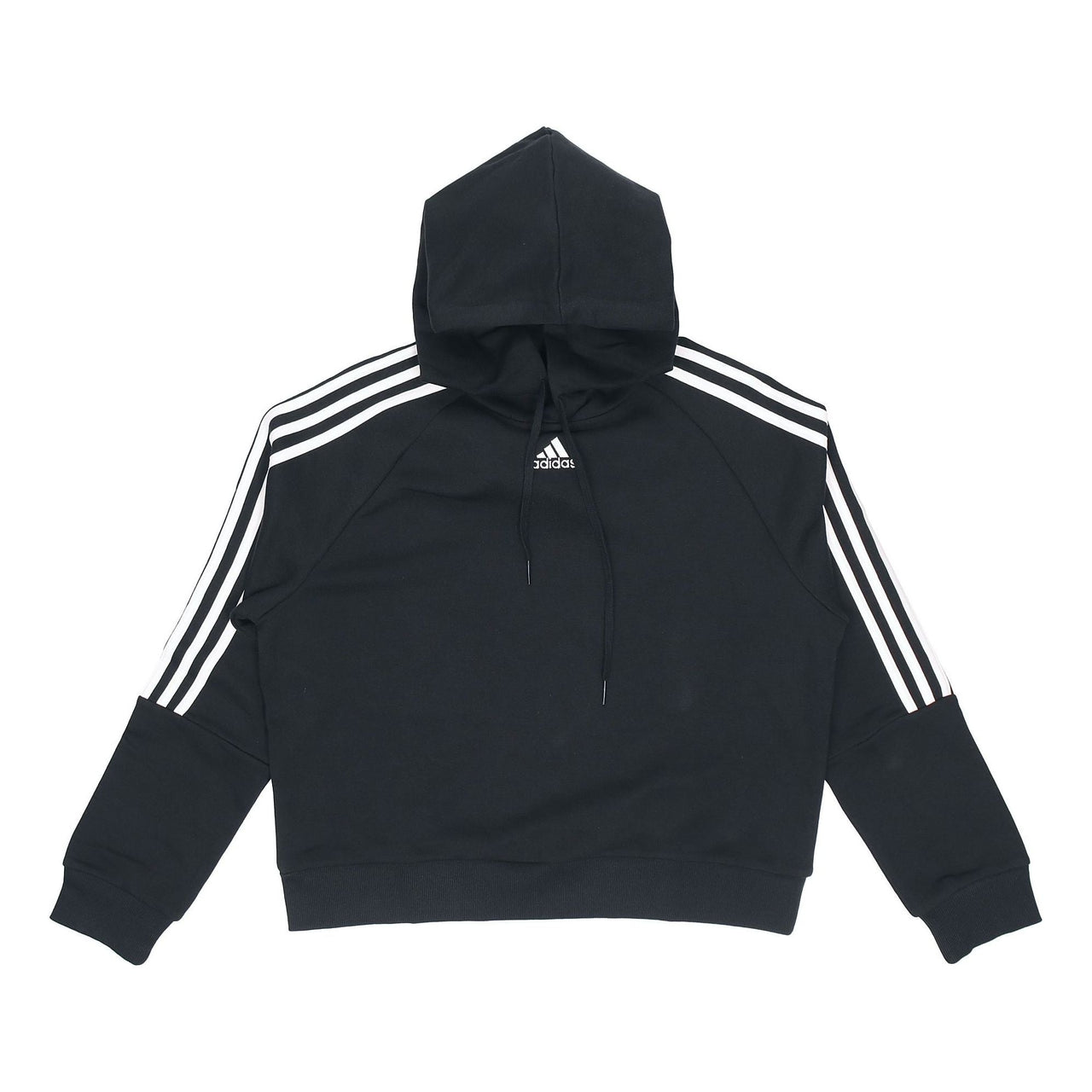 (WMNS) adidas Loose-Cut 3-Stripes Cropped Hoodie 'Black' GL1460