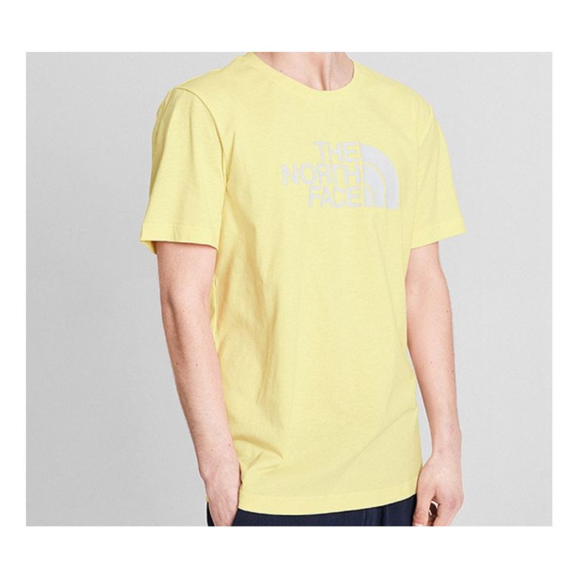 Men's THE NORTH FACE Large Logo Printing Short Sleeve Yellow 4NC7-N9Q