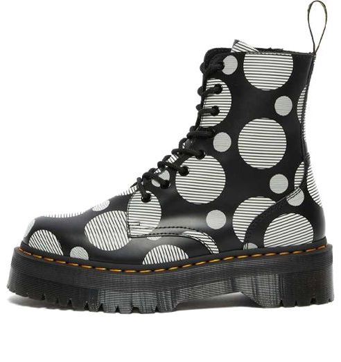 (WMNS) Dr. Martens Jadon Polka Dot Smooth Leather Platform Boots 'Black' 26882009