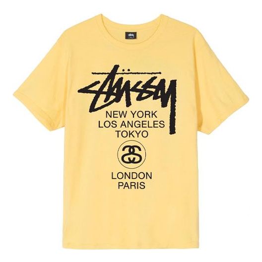 Stussy World Tour Tee Classic Short Sleeve Unisex Yellow 3903514-YELLOW