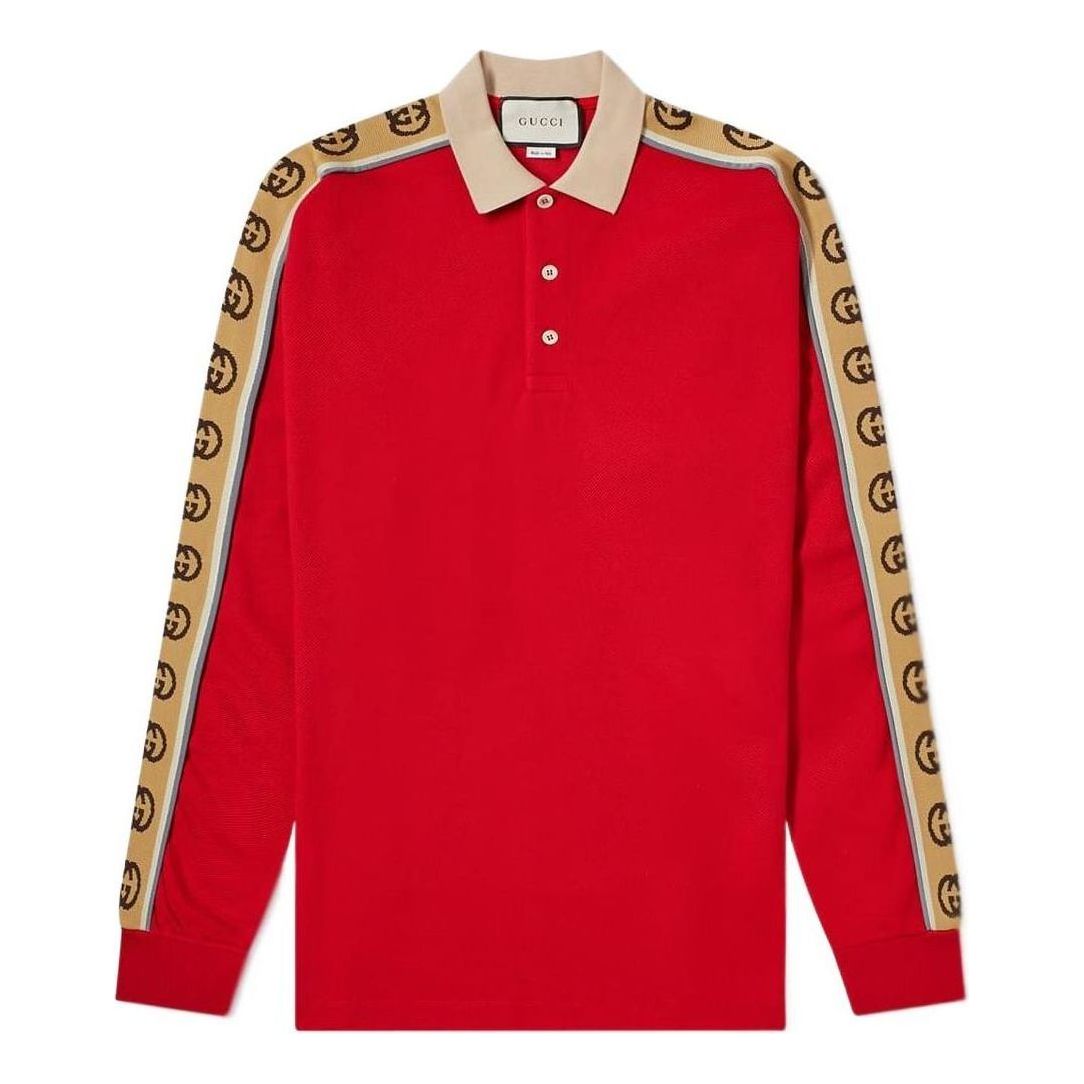 Gucci Long Sleeve Polo With Interlocking G Stripe 'Red' 598955-XJB0Q-6057