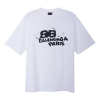 Balenciaga Hand-Drawn BB Icon T-Shirt Medium Fit 'White Black' 612966TNVN49040