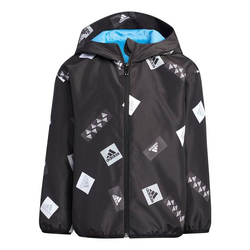 (PS) adidas Logo Hooded Jacket 'Black White' HM5272