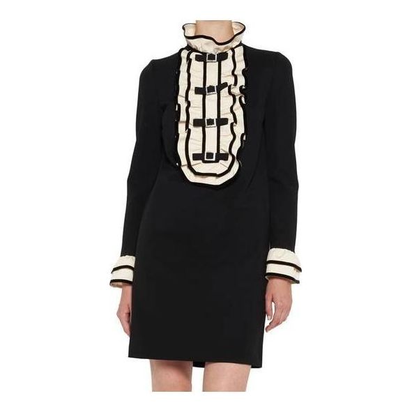 (WMNS) فستان جوتشي من قماش الجيرسيه الفيسكوز مع كشكشة "أسود" 479507-X9B36-1050