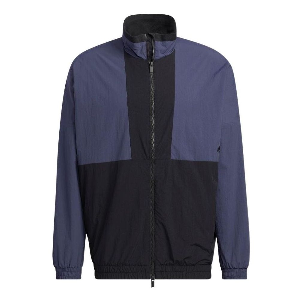 adidas Colorblock Alphabet Printing Woven Long Sleeves Jacket Unisex Navy Blue HM2694