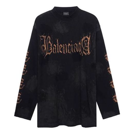 Balenciaga Heavy Metal Long Sleeve T-Shirt Oversized Fit 'Black Faded' 739783TOVE11055