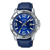 CASIO Leather Band Waterproof Business Style Men Mens Blue Analog MTP-VD01L-2BV