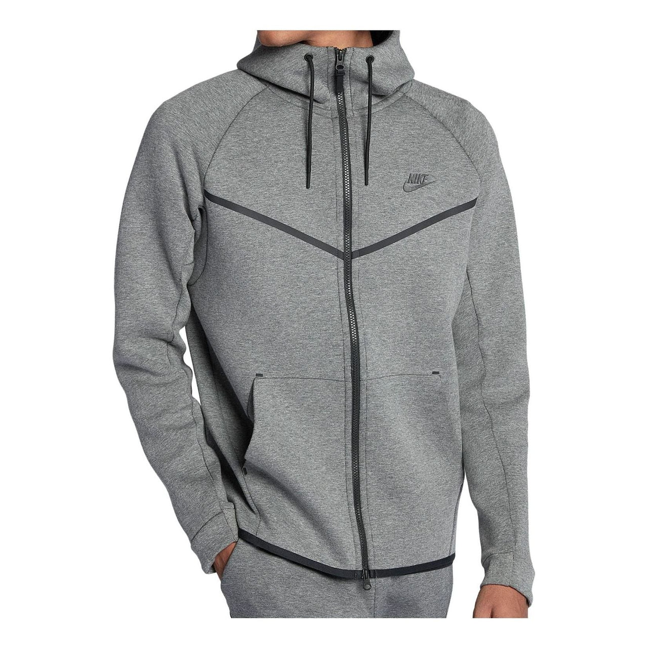 هودي Nike Tech Fleece WindRunner باللون الرمادي 805145-091
