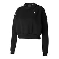 (WMNS) PUMA Train Logo Printing Short Round-neck Sweatshirt Black 519480-01