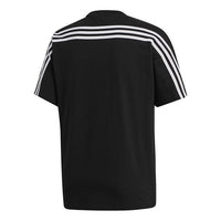 adidas M Mh 3S Tee Stripe Sports Training Round Neck Short Sleeve Black EB5277