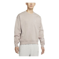 Men's Nike Lab Fleece Crew Solid Color Plush Stay Warm Sports Round Neck Pullover Yellow DA0318-245