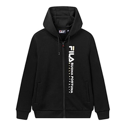 Men's FILA Sports Knit Hooded Black Jacket F11M018520F-BK