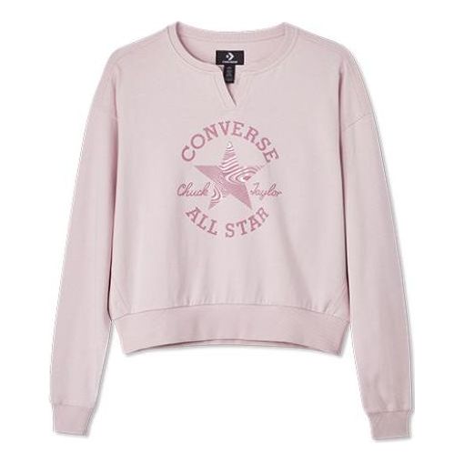 (WMNS) Converse Chuck Taylor Patch CrewNeck Sweatshirt 'Pink' 10023715-A01