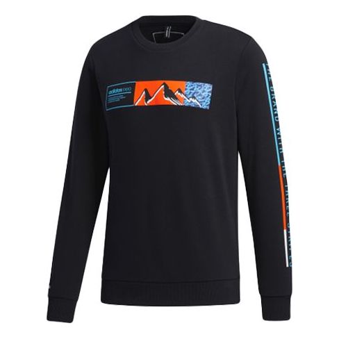 adidas neo M SS CS SWT Outdoor Printing Sports Black GM2285