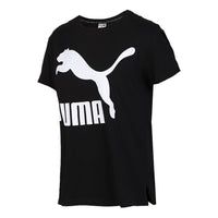 (WMNS) PUMA Classics Logo Tee Running Short Sleeve TEE Black 596512-01