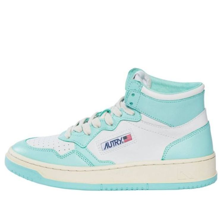 (WMNS) Autry Medalist Mid Leather Sneakers Two-Toned 'White Light Teal' AUMW-WB20
