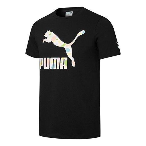PUMA Unisex Florid Summer Logo Letter Printing Round-neck Black 533999-01