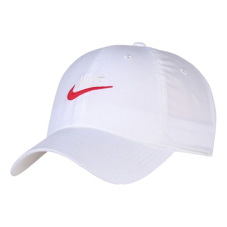 قبعة Nike Sportswear Heritage86 Futura Washed باللونين الأبيض والأحمر 913011-121